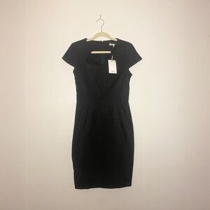 Easy-Care Sheath Dress, Queen Anne Neckline, Classic Black: Grace Karin